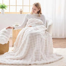 NEWCOSPLAY Faux Fur King Blanket Ivory Bubble Blanket Thick Warm Soft for Couch Sofa Bed 550GSM (Ivory, King(90"x110")) by CozyNest Decor