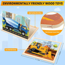 Wooden Puzzles for Kids Ages 4-6, 4 Packs 24 PCS Construction Vehicle Jigsaw Puzzles for Kids Ages 3-5, Preschool Educational Puzzles Boards Toys Gifts for Boys Girls by TinyTreasures Baby Boutique