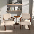 Accent Chair Set of 2 with Table, PU Leather Chair for Living Room Oversized Armchair with Soft Seat and Armrests for Bedroom Dinning Reading Waiting Room (Leather Beige) by CozyNest Decor