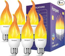 Hompavo Upgraded LED Flame Light Bulbs, 3 Modes Flickering Light Bulbs, E26 Chandelier Base Candle Fire Light Bulb for Halloween Christmas Party Porch Indoor & Outdoor Home Decoration - 6 Pack by GreenHaven Gardens