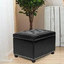 Joveco Leather Storage Ottoman, 24" Rectangle Tufted Foot Rest Stool, for Living Room Bedroom, Midnight Black by CozyNest Decor