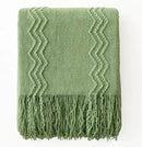 MIULEE Sage Green Knitted Throw Blanket for Couch Textured Spring Knit Blanket with Tassels Cozy Woven Boho Bed Blanket for Sofa Bed Chair Acrylic Wave Pattern 50"x60" by CozyNest Decor