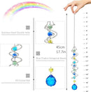 H&D HYALINE & DORA 17.7inch Gazing Ball Spiral Tail,Decorative Wind Spinner Sun Catcher,Rainbow Maker Double-Spiral W/Sea Blue Crystal Ball and Chain,Glass Crystals for Indoor Outdoor Decoration by GreenHaven Gardens