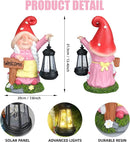 Solar Garden Gnome Statue Holding LED Lantern with Welcome Sign Outdoor Ornaments Waterproof Christmas Decoration for Outside Patio Yard Lawn Decor (Pink) by GreenHaven Gardens