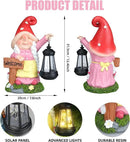 Solar Garden Gnome Statue Holding LED Lantern with Welcome Sign Outdoor Ornaments Waterproof Christmas Decoration for Outside Patio Yard Lawn Decor (Pink) by CozyNest Decor
