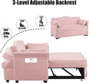 57" Velvet Pull-Out Sofa Bed, 3-in-1 Convertible Loveseat with Gold Trim Strips and Adjustable Backrest, Perfect for Living Rooms, Offices and Apartments (Pink) by CozyNest Decor