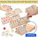 Deluxe Rummy Cube Game Set 6 Colors with 8 Wooden Racks 162 Rummy Tiles, Travel Family Board Game for Adults and Kids by TinyTreasures Baby Boutique