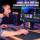 RHM Podcast Equipment Bundle with 48V Phantom Power & Condenser Microphone, 4 Customized Soundpads, 12 Preset Sound Effects, 4 Voice Changing Modes & LCD Display, for PC/Phone/Live Streaming by TinyTreasures Baby Boutique