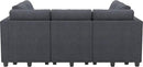 Belffin Corduroy Modular Sectional Sofa 9 Seat Convertible Sectional Sleeper Sofa Bed with Storage Ottomans Modular Sectional Couch Bed for Living Room Dark Grey by CozyNest Decor
