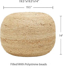 REDEARTH · Jute Circular Pouf Ottoman - Braided Pouffe Accent Sitting Round Footrest for Living Room, Bedroom, Nursery, kidsroom, Patio, Gym; 100% Jute Set of 2 (19.5"x19.5"x14"; Jute Natural) by CozyNest Decor