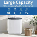 Portable Mini Twin Tub 22lbs Washing Machine With Drying Rack& 10 Hangers, 13lbs Washer & 9lbs Spinner, Small Laundry Washer with Time Control for Camping, Apartments, RV (22lbs) by CozyNest Decor