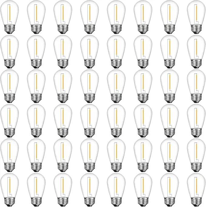 48 Pack Shatterproof LED Replacement Bulbs for Outdoor String Lights, S14 Edison Bulbs for Patio String Lights Outdoor Waterproof, Warm White 2200K, Dimmable, E26 Standard Base