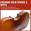 1/2 Size Violin for Kids, Half Size Fiddle - Solid Spruce & Maple with Lightweight Case, Brazilwood Bow, Shoulder Rest, Digital Tuner (Child Beginner Kit MVA-800) by TinyTreasures Baby Boutique