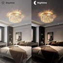 4-Light Crystal Flush Mount Chandelier Light Fixture with K9 Crystals Modern Ceiling Lights Elegant Pendant Lamp for Bedroom,Hallway,Bar,Living Room,Dining Room,H5.9 xW13.7(Bulbs Not Included) by CozyNest Decor