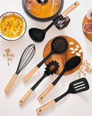 Kitchen Utensils Set, 13PCS Silicone Cooking Utensils, Heat Resistant Kitchen Utensil Spatula Set for Nonstick Cookware, Wooden Handles Kitchen Gadgets Tools Set by CozyNest Decor