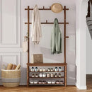 Bamboo Hall Tree with 13 Hook, 6-in-1 Entryway Bench with Coat Rack Freestanding, Coat Rack with Shoe Storage Bench Organizer for Mudroom, Bedroom, All-in-One Shoe Rack,Walnut by CozyNest Decor