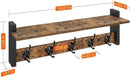 Homode Coat Rack with Wall Mount, 24 Inch Long Entryway Wall Shelf with Hooks, Wood Hanger with Storage Shelf for Bathroom, Hallway, Rustic Brown Black by CozyNest Decor
