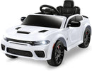 12V 7Ah Kids Electric Ride on Car, Licensed Dodge Charger SRT Hellcat, Battery Powered 4-Wheels Toy Car Electric Vehicle for Kids with Remote Control, 3 Speeds, LED Lights, Music (White) by TinyTreasures Baby Boutique