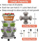 Vertical Planter 4 Tier Stackable Planters Garden Planters Strawberry Herb Flower and Vegetable Planter Indoor Outdoor Gardening Pots with Removable Wheels and Tools 2-Pack by CozyNest Decor