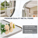 ANDY STAR Brushed Nickel Bathroom Mirror, Large 24x36’’ Brushed Nickel Metal Framed Oblong Wall Mirror, Modern Nickel Oval Vanity Mirror by CozyNest Decor