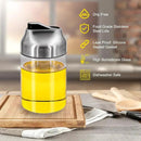 Aelga Soy Sauce Dispenser, 7oz Non-Drip Spout Oil and Vinegar Dispenser with Auto Flip Cap, Glass Oil Cruet for Kitchen Cooking by CozyNest Decor