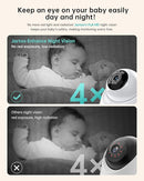 2K Video Baby Monitor with Camera and Audio, 3000ft Long Range Baby Monitor No WiFi 5.5" FHD Screen ANC Baby Camera Wireless, Feeding Clock, Night Vision, 2-Way Talk, AI Cry Detect, 6000mAh by TinyTreasures Baby Boutique