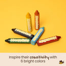 Honeysticks Super Jumbo Crayons (6 Pack) - 100% Pure Beeswax, Non Toxic Crayons for Toddlers 1-3, Extra Large Crayon Size, Easy to Hold and Use, Unbreakable Toddler Crayons, Eco-Friendly by TinyTreasures Baby Boutique