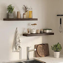 Floating Shelves for Wall, 31.5"W x 6.7"D x 1.5"H, Wooden Wall Mounted Display Shelves with Invisible Brackets for Living Room, Bedroom, Bathroom, Kitchen Decor and Storage, Set of 2, Walnut by CozyNest Decor