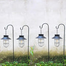 4 Pack Hanging Solar Lantern Lights with Shepherd Hook, Metal Waterproof Warm White Edison Bulb Lights for Garden Outdoor Pathway by CozyNest Decor