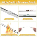 Skewers for Grilling, 17" (6 Pcs) Wooden Handle Double Pronged Stainless Steel Flat Kabob Skewers with Push Bar, Reusable Long Metal Skewer Sticks for Meat Chicken Vegetable, BBQ Accessories by GreenHaven Gardens
