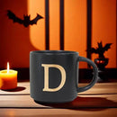 COLLECTIVE HOME - Monogram Ceramic Mugs, 15 oz Golden Initial Black Coffee Cups, Elegant Alphabet Tea Mugs, Elegant Personalized Mug with Gift Box, Unique Mug with Double Side Capital Lette (D) by CozyNest Decor
