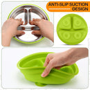 Nuogo 2 Pcs Stainless Steel Baby Suction Plates with Removable Silicone Shell 2-in-1 Metal Toddler Bowl Divided for Picky Eaters Kids Feeding Led Weaning Supplies, Dishwasher Safe (Purple,Green) by TinyTreasures Baby Boutique