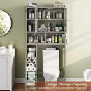 Itaar Over The Toilet Storage Cabinet, Over Toilet Bathroom Organizer with Glass Doors & Toilet Paper Holder Stand, Home Space-Saving Toilet Rack, for Bathroom, Restroom, Laundry, Grey by CozyNest Decor