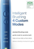 Aquasonic Vibe Series Ultra-Whitening Toothbrush – ADA Accepted Electric Toothbrush - 8 Brush Heads & Travel Case – 40,000 VPM Motor & Wireless Charging - 4 Modes w Smart Timer – Sapphire Blue by CozyNest Decor