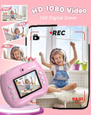 Kids Instant Print Camera Selfie Function - Front Rear Dual Kid Camera with 1080P Video for Girls Ages 3-12, Toddler Portable Travel Print Digital Camera for 3 4 5 6 7 8 9 10 11 12 Year Old Pink by TinyTreasures Baby Boutique