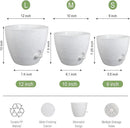 Large Self Watering Pots, 12/10/9 Plastic Planters with High Drainage Holes and Deep Reservoir for Indoor Outdoor Garden Plants and Flowers, White Speckles by GreenHaven Gardens