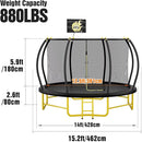 14FT Pumpkin Trampoline with Basketball Hoop, Balance Bar and Enclosure Net, Outdoor Trampoline for Kids and Adults, Capacity 880 lbs by TinyTreasures Baby Boutique