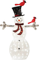 5FT Lighted Snowman with Birds for Christmas Decoration, 3D Pre-Lit Iridescent Snowman Xmas Decor with 90 LED Lights, Glittered Standing Holiday Display for Outdoor, Indoor by CozyNest Decor