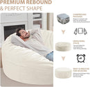 6FT Bean Bag Chair, Large Bean Bag Chairs with Memory Foam Filled, Fluffy Beanbag Sofa with Dutch Velvet Cover, Round BeanBag Chairs for Living Room, Playroom- Beige by TinyTreasures Baby Boutique