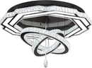 Flashing God Large Chandelier Dia 40" Black Crystal Chandelier Flush Mount Ceiling Light for Bedroom Living Room Dining Room Hallway Dimmable 3 Rings LED Celing Lighting Fixtures by CozyNest Decor