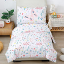 PERFEMET Girls Toddler Bedding Colorful Flower Blossom Comforter Set Butterfly Print Toddler Bedding Sets Ultra Soft Lightweight Bed-in-A-Bag for Toddlers(4 Pieces, White) by TinyTreasures Baby Boutique