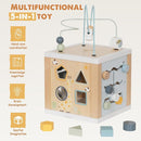 Wooden Activity Cube, 6-in-1 Montessori Toys for 1+ Year Old Boys & Girls, Educational Learning Toys for 1 2 3 Year Old Baby|Bead Maze|Shape Sorter|Mirror|Gear by TinyTreasures Baby Boutique