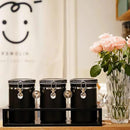 Yangbaga 3x63OZ Sugar Coffee Canisters with Shelf, 304 Stainless Steel Coffee Station Container for Ground Coffee Bean Storage with Airtight Locking Clamp&Scoop, Cereal Containers Storage for Kitchen by CozyNest Decor