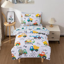 NTBED 4 Pieces Construction Toddler Bedding Set for Baby Boys,Watercolor Truck Vehicles Excavator Cars Printed, Includes Comforter, Flat Sheet, Fitted Sheet and Pillowcase,Multi by TinyTreasures Baby Boutique