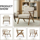 Mid-Century Modern Chair Upholstered Lounge Arm Chair with Solid Wood Frame Thicker Cushion for Living Room, Reading, Balcony, Beige Linen by CozyNest Decor