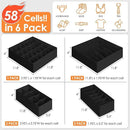 6 Pack Sock Underwear Drawer Organizer Dividers, 58 Cell Foldable Fabric Dresser Closet Organizers and Storage Bins for Clothing, Baby Clothes, Bra, Panty, Scarf, Ties (Black) by CozyNest Decor