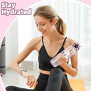 OLDLEY 32 oz Water Bottle, Motivational Water Bottle with Time Marker, Sports Water Bottle With Strap, Leakproof & BPA Free Large Water Bottles for School, Gym, Travel, Tritan, Transparent Pink by CozyNest Decor