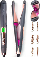 ANGENIL Pro Twist Ceramic Flat Iron 1 Inch, Dual Voltage Hair Straightener and Curler 2 in 1, Multi-Stylers Round Flat Iron Hair Curling Iron, Fast Heating LCD Display, 11 Adjustable Temp (250℉-450 ℉) by CozyNest Decor