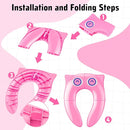 Portable Potty Seat for Toddler Travel - Foldable Non-Slip Potty Training Toilet Seat Cover for Girls, Baby Kids with Drawstring Bag (Pink Owl) by TinyTreasures Baby Boutique