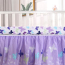 Wowelife Butterfly Crib Bedding Set for Girls 3 Piece Baby Girl Bedding Sets Purple Nursery Crib Sets Newborn, Infant &Toddler Include Quilted Comforter,Crib Skirt and Fitted Sheet, Purple by TinyTreasures Baby Boutique